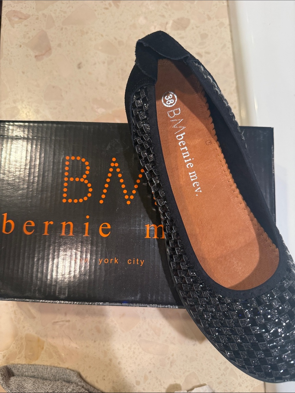 bernie mev. Black Woven Ballet Flat